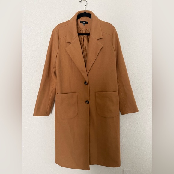 LULUS ‘Style Squad’ Classic Long Tan Winter Coat Women’s Size Medium - Picture 4 of 10